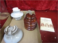 (4)antique Glass/porcelain electric insulators.