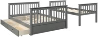 Twin Over Full Gray Bunk Bed with Storage