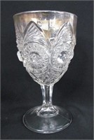 Early Pressed Glass Goblet "Bull's Eye & Fan"