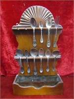 (10)Silver plate spoons w/display.