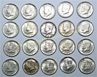 20 Uncirculated 1964 Kennedy Half Dollars