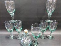 8 PC Green Tinted Glassware