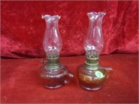 (2)Glass oil Finger lamps.