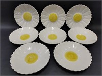 Set of Eight Gien France Daisy Plates