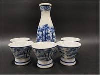 Porcelain Japanese Sake 6 PC Set