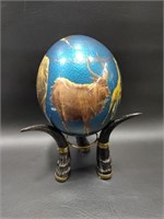 African Decoupage Ostrich Egg (damaged)