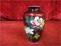 Quality Japanese cloisonne floral vase.