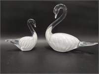 F. M. Ronneby Art Glass Swans, Signed
