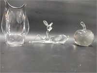 Vintage 70's French Daum Crystal Owl Sculpture +