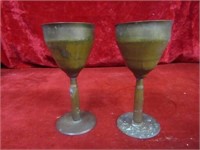 (2)Trench art wine goblets.