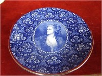 Flow blue portrait plate.
