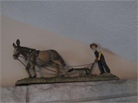 farm boy plowing figurine & wall picture