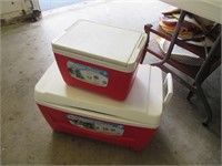 2 coolers & projector w/screen