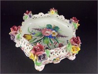 Hand Painted 12" Floral Dish Italy (Chip Flowers)