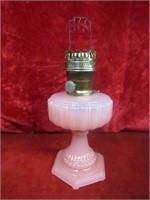 Antique Aladdin Model B Cathedral pink oil