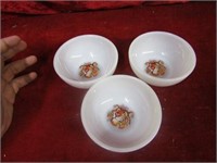 (3)Esso lion Fire king cereal bowls.