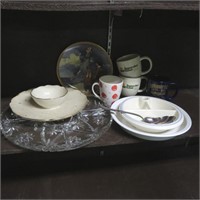 Serving Plates, Mugs, & Asst Items