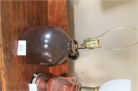 brown stoneware jug lamp