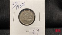 1938 5 cent Canadian coin
