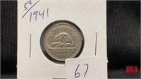 1941, 5 cent Canadian coin