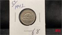 1942 5 cent Canadian coin