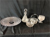 Crystal Decanter, Goblet, and Plate