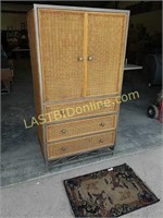 Metal frame wicker 3 drawer & 2 door Chest