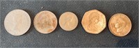 Lot of 5 Great Britain Coins