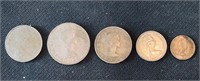 Lot of 5 Great Britain Coins