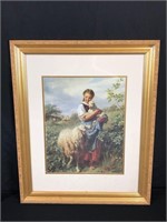 Girl with Lamb Picture Frame