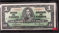 1937 Bank of Canada, one dollar bill