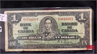 1937 Bank of Canada, one dollar bill