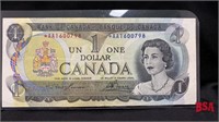 1973 Bank of Canada, one dollar bill