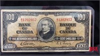 1937 Bank of Canada $100 bill