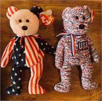 Two Vintage Patriotic TY Beanie Babies
