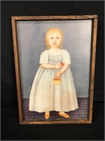 Repro Print of Girl Wooden Frame