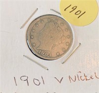 Very nice 1901 "V" Nickel