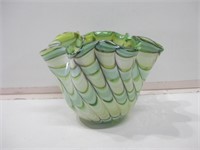 5.5" Tall Ruffled Glass Decorative Bowl