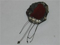 Hand Crafted Metal & Velvet Pendant