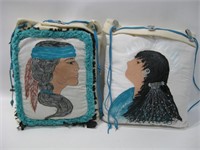 Two Hand Painted 12"x 14" Pillows Signed