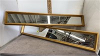 PAIR OF SLIM 30X5IN GOLD FRAMED MIRRORS