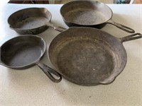 4- Cast Iron Pans, 2- #8, 3W, #5