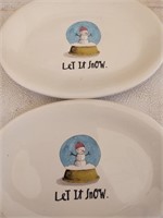 Set of two Rae Dunn let it snow plates