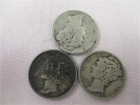 3 Mercury Dimes