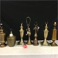 Lot of 7 Gold Brushed Table Lamps