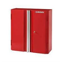 Steel Wall Mounted Garage Cabinet in Red