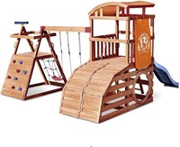 Wooden Outdoor Playset Playground with Slide