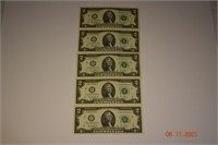 5- 2013 United State $2 Bills