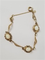 211-Intricate 14K Yellow Gold Opal Bracelet