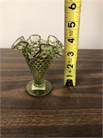 Small Green Hobnail Vase